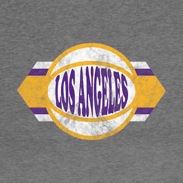 Los Angeles Basketball retro and distressed ball and stripe by MulletHappens